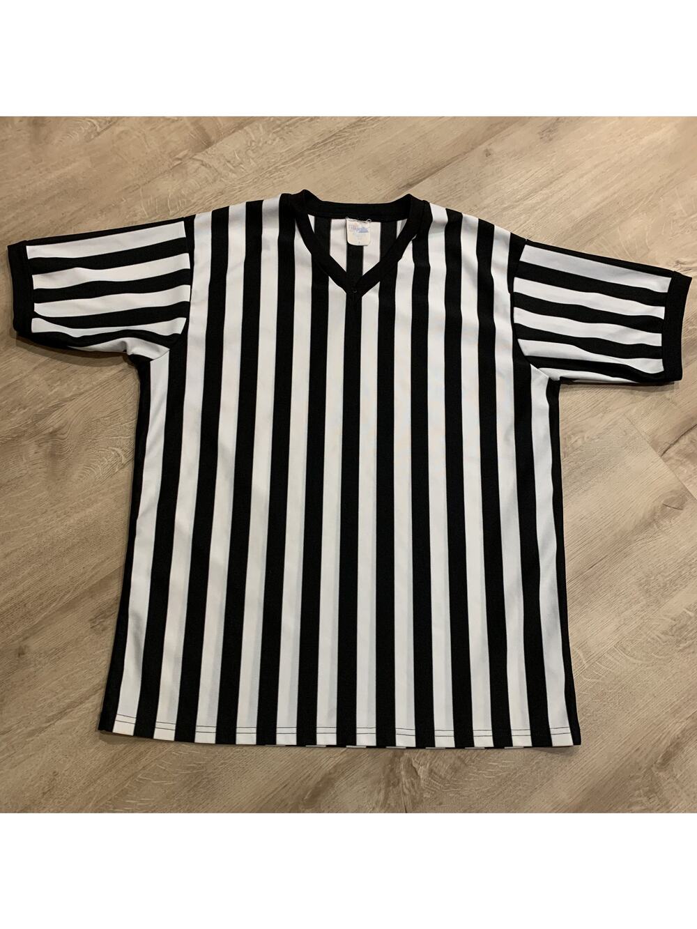 Vintage Majestic Referee Shirt Jersey Men's XL Black White Striped Zebra Ref USA